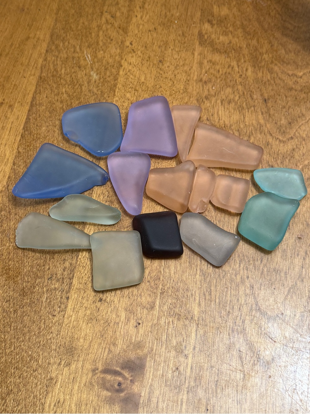 Assorted Sea Glass Stones - Mix of Blue, Lavender, Peach, Aqua, Cream, Black